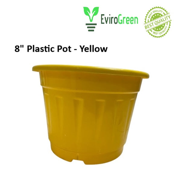 8 Inch Plastic Pot - Yellow
