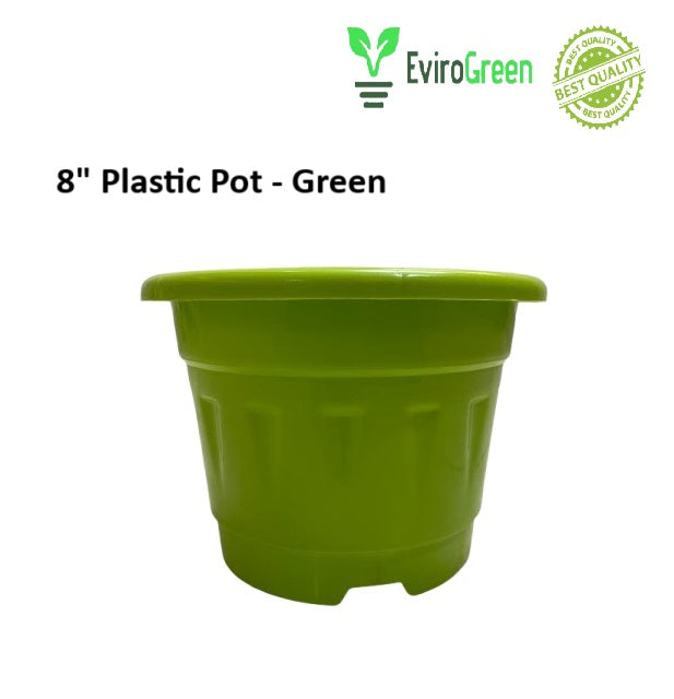 8 Inch Plastic Pot - Green