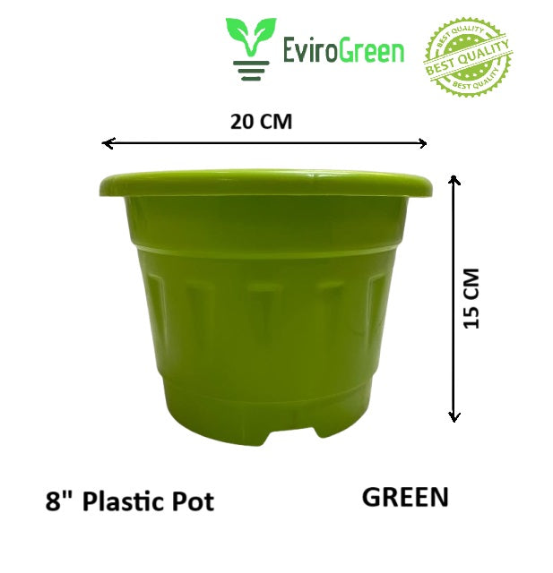 8 Inch Plastic Pot - Green