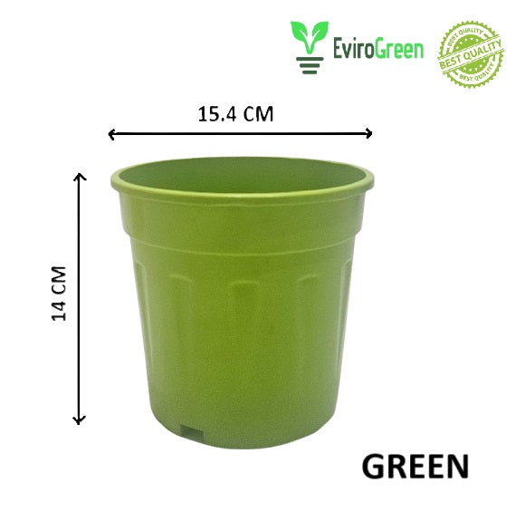 6 Inch Plastic Pot - Green