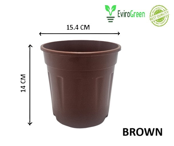 6 Inch Plastic Pot - Brown