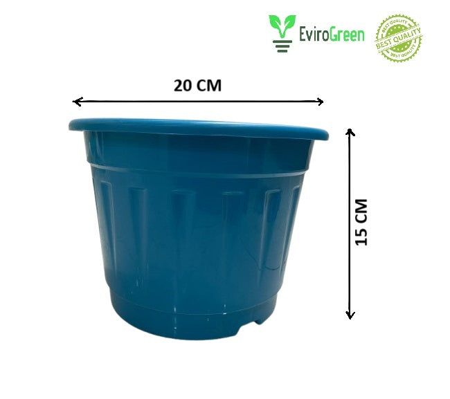 8 Inch Plastic Pot - Blue