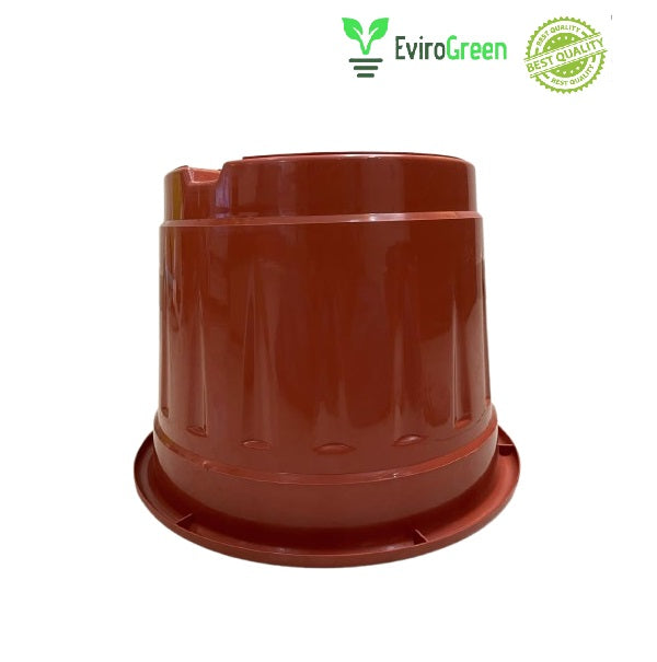 8 Inch Plastic Pot - Brown