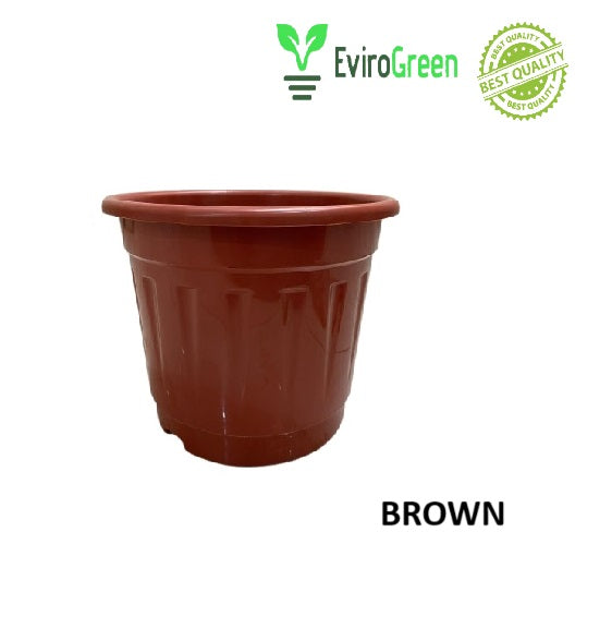 8 Inch Plastic Pot - Brown