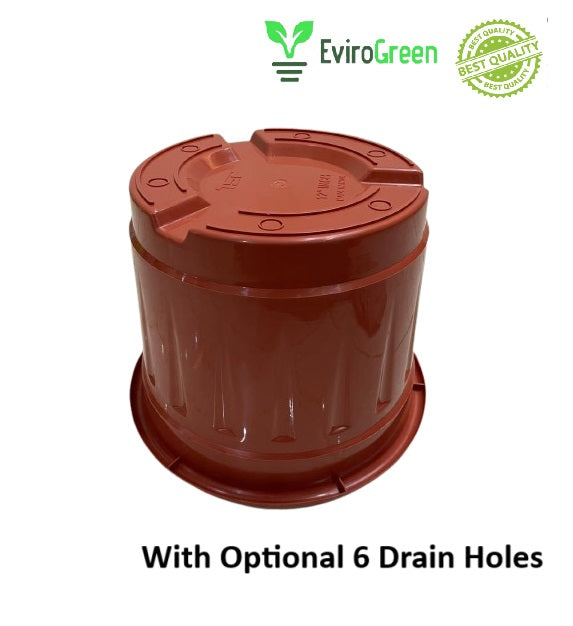 8 Inch Plastic Pot - Brown