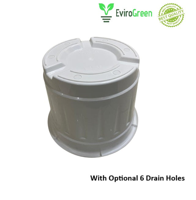 8 Inch Plastic Pot - White
