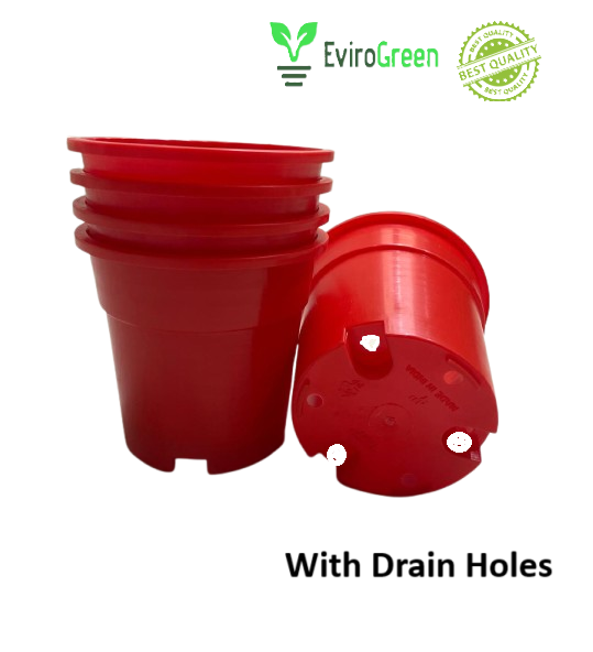 4 Inch Plastic Pot - Nursery Pot - Red