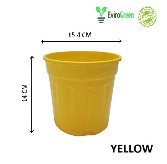 6 Inch Plastic Pot - Yellow
