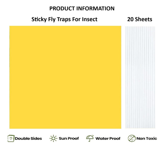 Sticky Fly Trap - Pack of 20 Sheets - Yellow