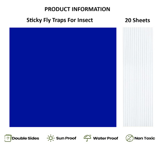 Sticky Fly Trap - Pack of 20 Sheets - Blue